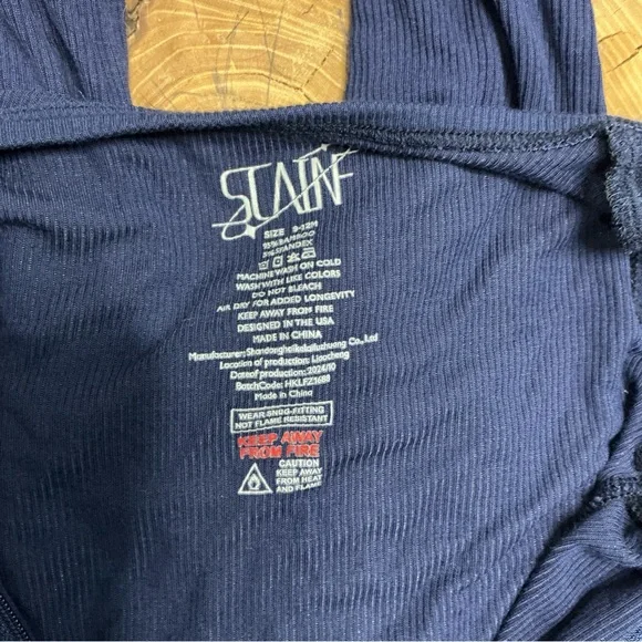 Scainf Bamboo Ribbed Two-Way Zip Footie Pajamas Navy Blue 9–12M EUC - Picture 3 of 3